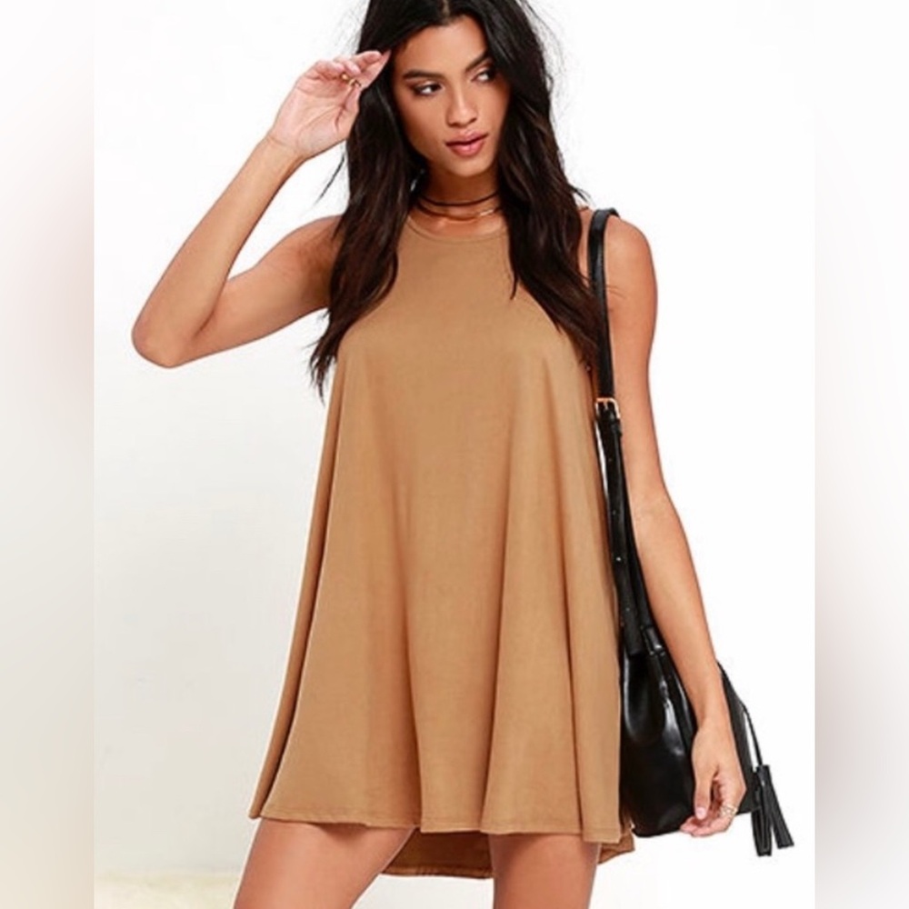 Faux Suede Trapeze Dress